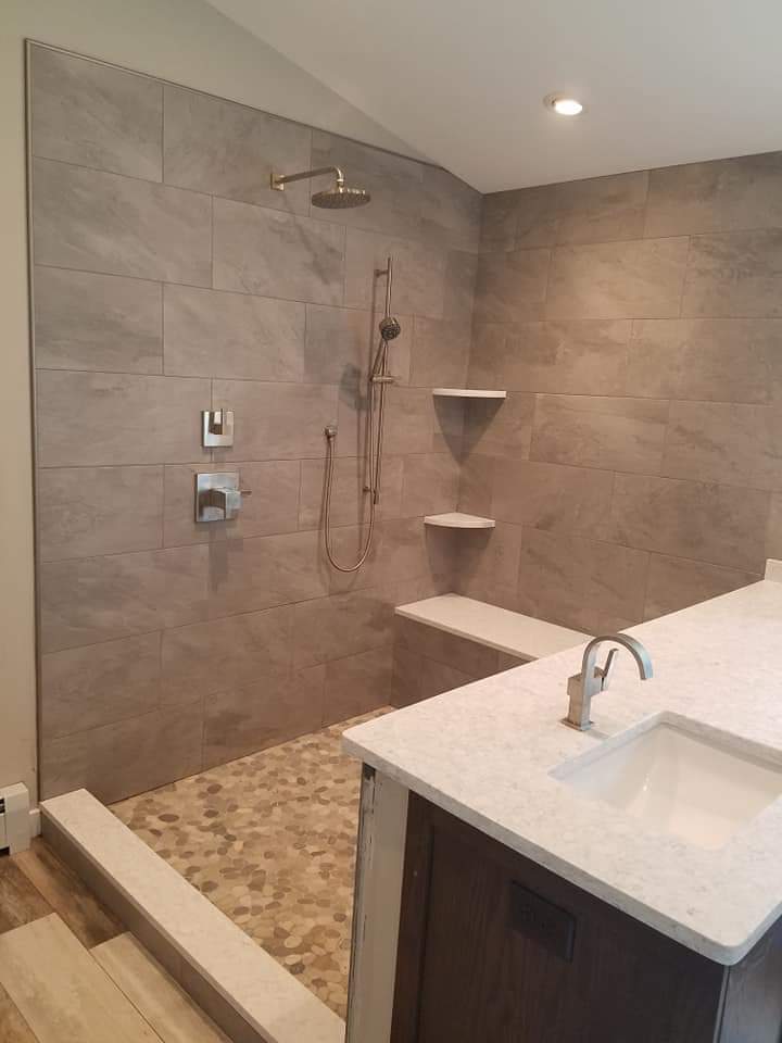 shower with vanity