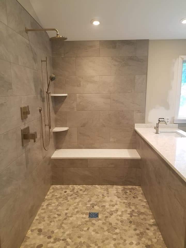 shower with vanity