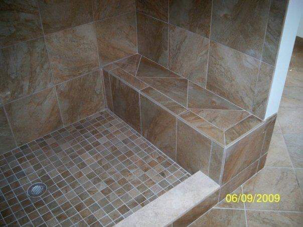 tile shower with bench